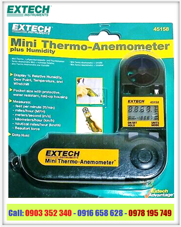EXTECH 45158; Phong kế Đo tốc độ gió/Nhiệt độ/Độ Ẩm _EXTECH 45158 Mini Thermo-Anemometer with Humidity